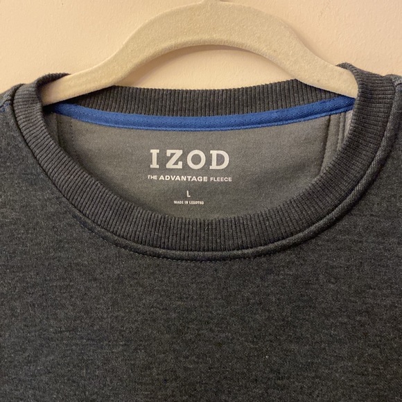 IZOD men’s advantage fleece crew neck classic fit l/s gray sweatshirt size L - Picture 4 of 10